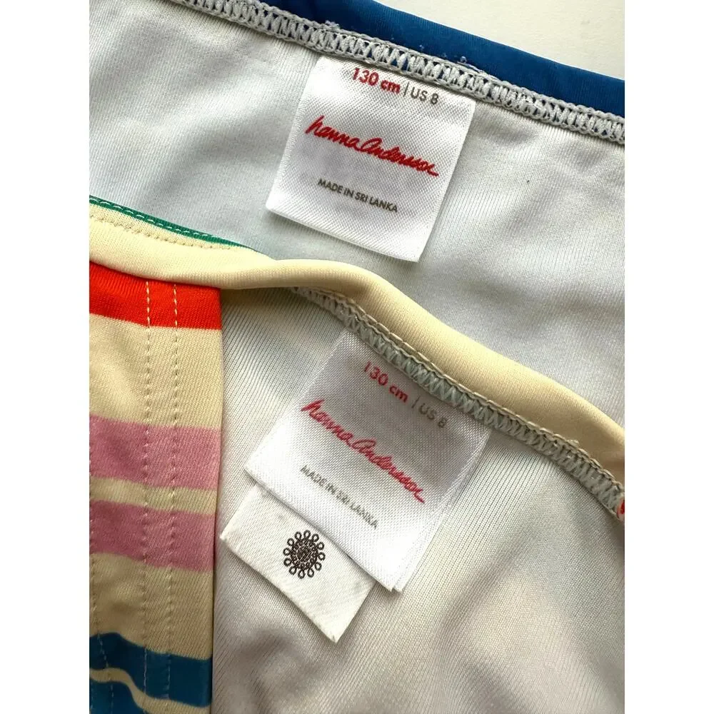 Hanna Andersson Girls Rainbow Stripe Two-Piece Swimsuit Size 8